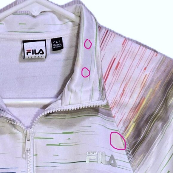 Fila Sport 1/4 Zip Fleece Striped Long Sleeve Sports Warmup Pullover Women's L - Picture 5 of 5